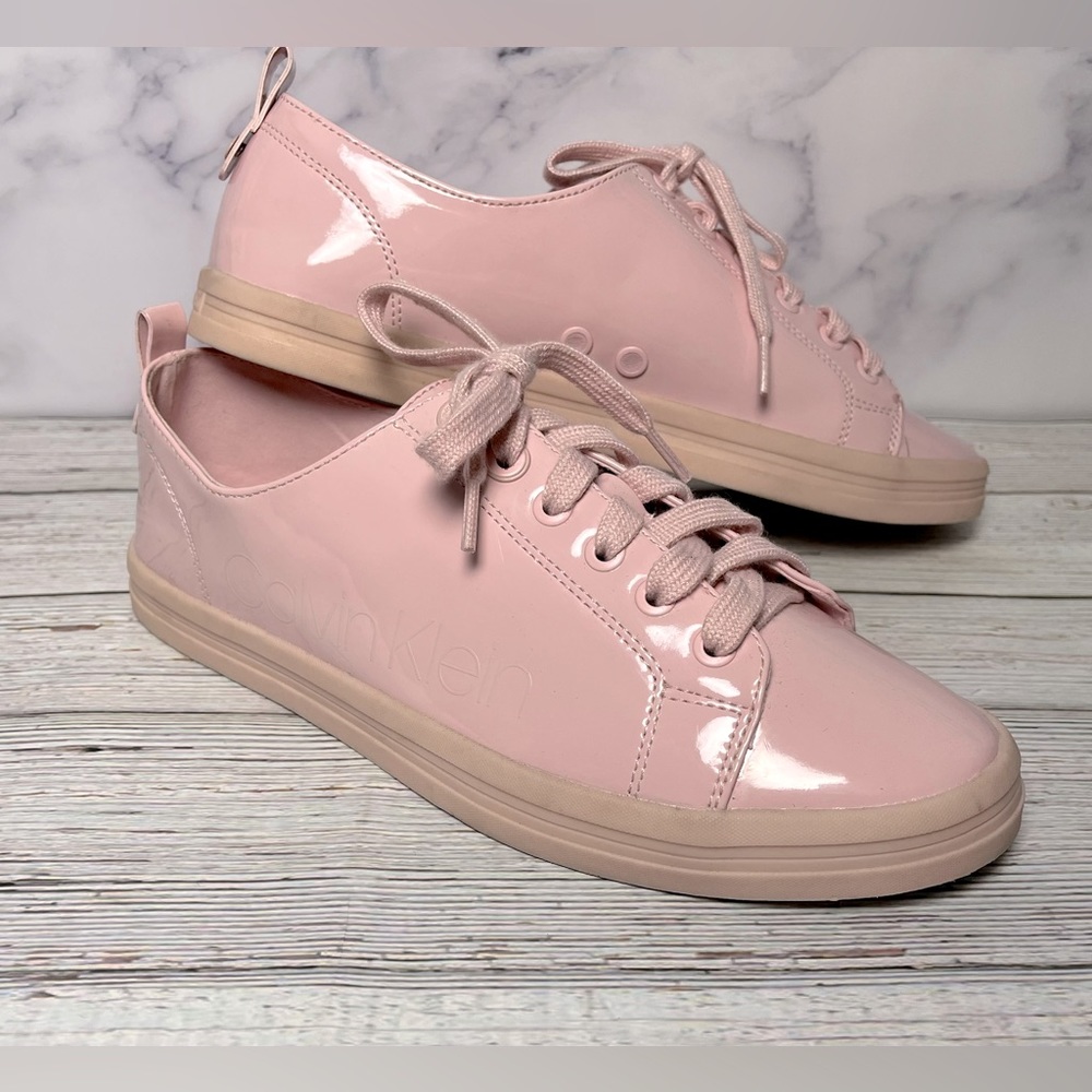 Calvin Klein Moneta Patent Leather Sneakers - Pastel Pink (Size 10)